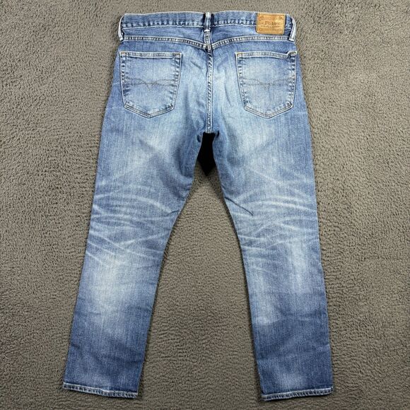 Polo Ralph Lauren Jeans Mens 33x30 Blue Varick Slim Straight Medium Wash Stretch - Picture 8 of 16